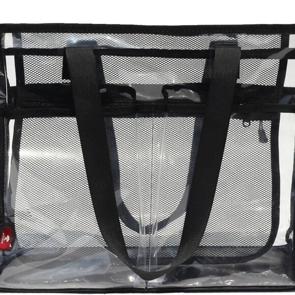 Clear Tote Bag Waterproof PVC Large Capacity with Pockets for Stadium Beach Trav - Picture 1 of 9